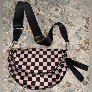 Checkered Double Zip Crossbody Bag